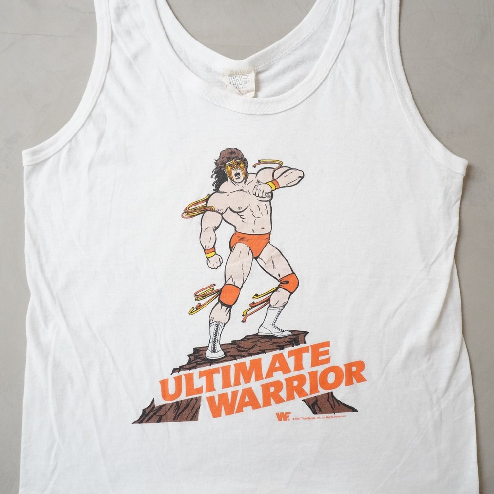 Vintage WWF Ultimate Warrior Tank Top Medium Mens 80s White USA Made RARE - Picture 2 of 8